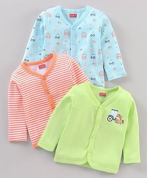 Babyhug 100% Cotton Vests Vehicle Print Pack of 3 - Multicolour