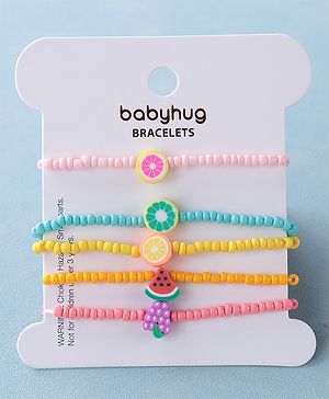 Babyhug Free Size Bracelets Fruit Design Pack of 5- Multicolor