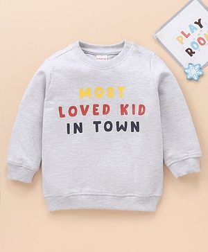 Babyhug Cotton Full Sleeves T-shirt Text Print - Grey