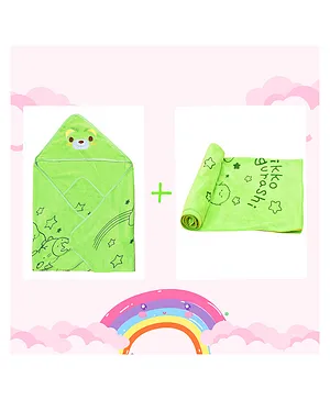 THE LITTLE LOOKERS Super Soft Baby Towel Set  - Green
