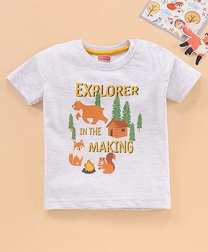 Babyhug Cotton Half Sleeves T-Shirt Multiprint - White