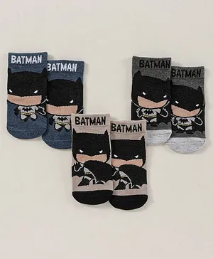 Bonjour Ankle Length Batman Design Socks Pack of 3 - Multicolour
