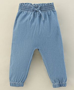 Babyhug Cotton Spandex Full Length Washed Denim Jeans - Light Blue