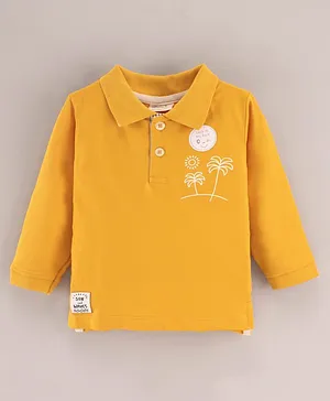 Ollypop Interlock Full Sleeves Travel Buddies Print T-Shirt - Yellow
