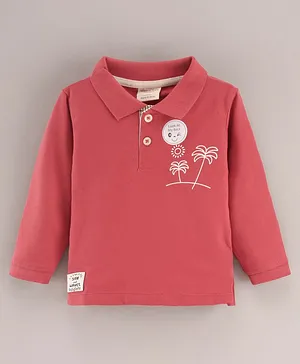 Ollypop Interlock Full Sleeves Travel Buddies Print T-Shirt - Red