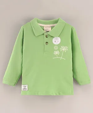 Ollypop Interlock Full Sleeves Travel Buddies Print T-Shirt - Green