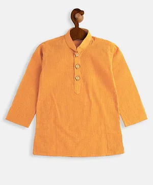 VASTRAMAY SISHU Pure Cotton Full Sleeves Solid Kurta - Mustard Orange