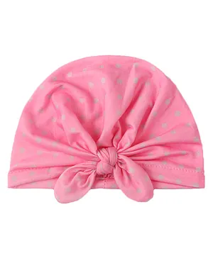 AHC Baby Summer Cap/Bandana in Polka Dots Design - Baby Pink