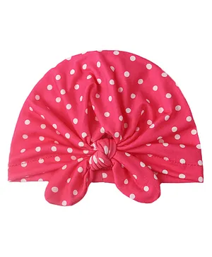 AHC Baby Summer Cap Bandana in Polka Dots Design - Dark Pink
