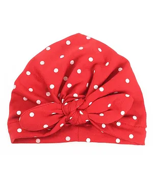 AHC Newborn Baby Girl's Summer Cap hat Bandana in Polka Dots Design - Red