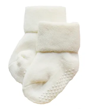 AHC Baby Socks Cotton Breathable Anti Skid Thick Warm Kids Socks - White
