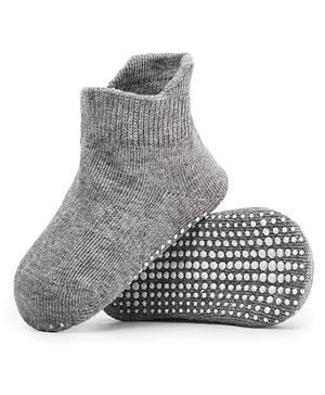 AHC Baby Breathable Anti Slip Ankle Length Kids Socks - Charcoal Grey