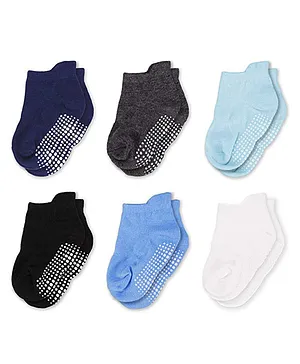 AHC Baby Breathable Anti Slip Ankle Length Kids Socks Boys Pack of 6- Multicolor