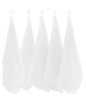 AHC Bamboo Cotton Soft Hand Face Towel Washcloth for baby Pack of 5 - White