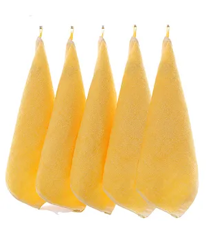AHC Bamboo Cotton Soft Hand Face Towel Washcloth for baby Pack of 5 - Yellow
