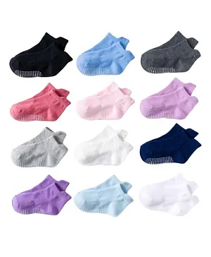 AHC Baby Breathable Anti Slip Ankle Length Kids Socks  Pack of 12 - Multicolor