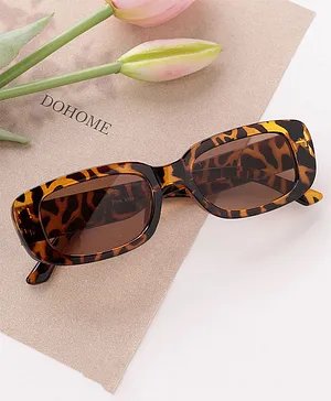 Pine Kids Free Size Rectangular Sunglasses Leopard Print - Brown