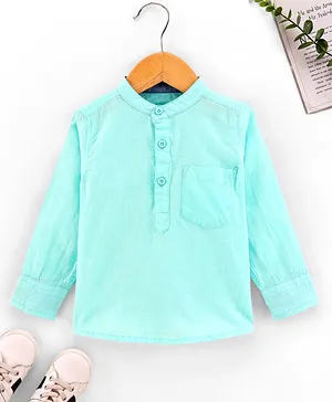 Babyhug Cotton Full Sleeves Kurta Style Shirt - Mint