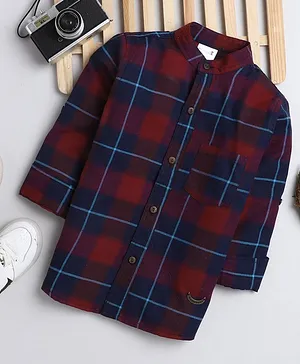BAATCHEET Full Sleeves Checked Shirt - Red & Blue