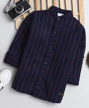 BAATCHEET Full Sleeves Lining Striped Shirt - Blue & Red