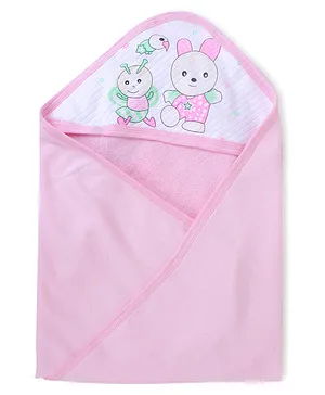 Kritiu Knit Terry Cartoon Print Hooded Towel - Pink