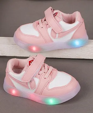 FEETWELL SHOES Velcro Closure Led Shoes - Pink