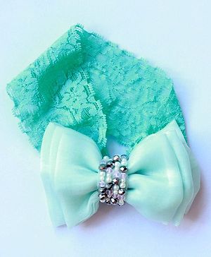 CHOKO Handmade Bow Detail Organza and Lace Head Band - Baby Blue