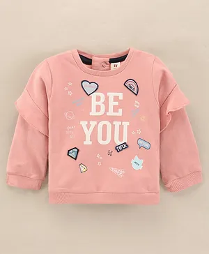 ToffyHouse Full Sleeves Winter Wear Top With Text Print - Pink