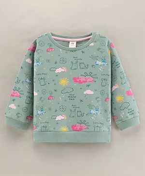 ToffyHouse Full Sleeves Light Winter Wear Top Printed - Pista Green