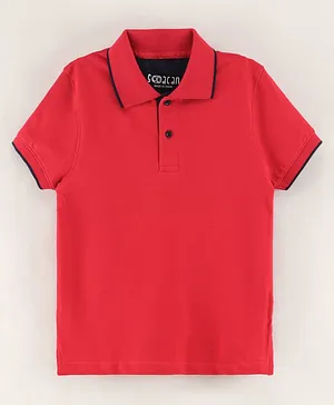 Sodacan Half Sleeves Solid Polo Tee - Red