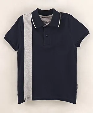 Sodacan Short Sleeves Cut & Sew Polo Tee - Navy Blue
