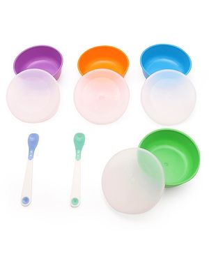 Babyhug Feeding Bowl With Lid & Spoon Pack of 4 - Multicolour