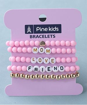 Pine Kids Free Size Bracelets Pack of 5-  Pink