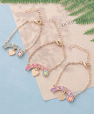 Pine Kids Free Size Bracelets Bestie Design Pack of 3- Multicolor