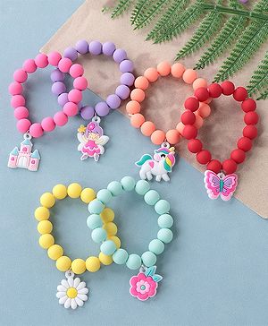 Babyhug Free Size Bracelets Floral Design Pack of 6- Multicolor