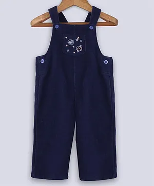 Beebay 100% Cotton Corduroy Space Embroidered Dungaree - Navy Blue