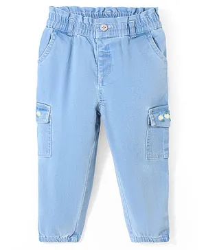 Babyoye Cotton Full Length Denim Jeans Solid Color - Blue