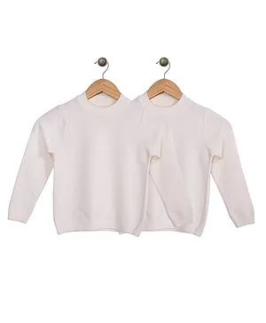 Femea Pack Of 2 Full Sleeves Super Soft Solid Sweaters - Off White