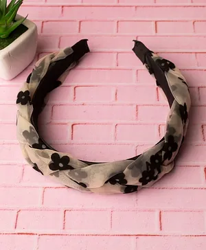 Jewelz Flower Detailed Braided Hair Band - Grey