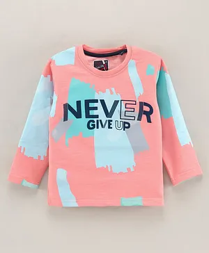 Olio Kids Lycra Full Sleeves Winter Wear T-Shirt Text Print - Pink