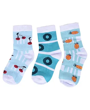 Footprints Pack Of 3 Pairs Supersoft Organic Cotton & Bamboo Woven Unisex Socks - Blue