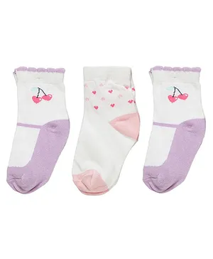 Footprints Pack Of 3 Organic Cotton And Bamboo Cherry & Heart Design Detail Socks - Multicolor