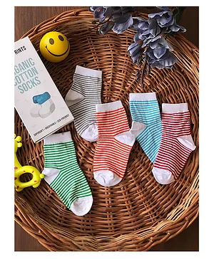 Footprints Pack Of 8 Pairs Striped Design Supersoft Organic Cotton and Bamboo Unisex Socks - Multi Color