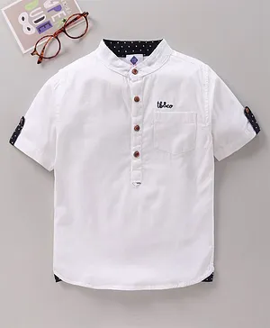TONYBOY Half Sleeves Placement Embroidered Shirt -White