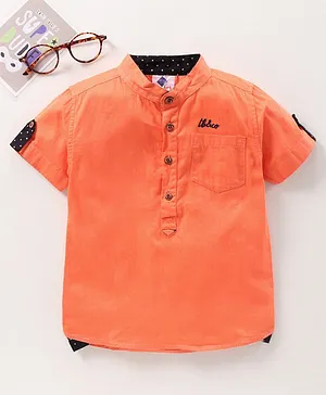 TONYBOY Boy's Half Slevees Solid Cotton Shirt -Orange
