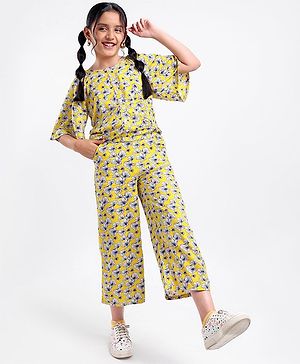 Pine Kids Floral Print Cordinated Woven Set - Yellow