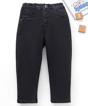 Babyhug Full Length Washed Denim Jeans with Stretch - Black
