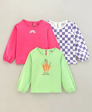 Doodle Poodle Full Sleeves T-Shirt Carrot Print - Green Pink
