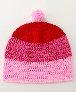 Little Peas Ombre Handmade Bobble Cap - Pink & Red