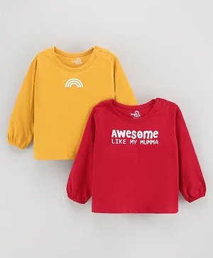 Doodle Poodle Full Sleeves T-Shirts Text Print Pack Of 2 - Yellow Red